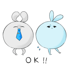 Troubled rabbit and cheerful rabbit