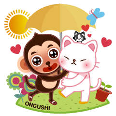 ONGIE MONKEY & CHINESE CAT IN LOVE