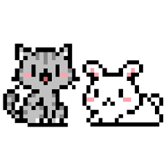 むにゃ❁⃘*.゜ Kyouya is My Cat ft. his bunny (Pixel) – LINE stickers