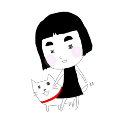 a girl with thick eyebrows and a dog