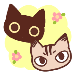 Black cat and Brown tabby neko-san