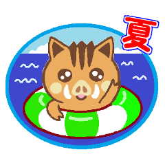 Cute boar sticker 4.(Summer)