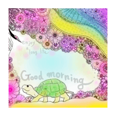 good morning! animal and colorful stamp