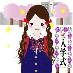 Red Ribbon A Girl Entrance Ceremony Line 스티커 Line Store Red Ribbon A Girl Entrance Ceremony Line 스티커 Line Store