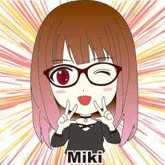 Miki's stickers wearing glasses