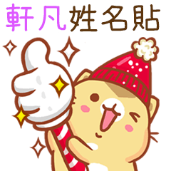 ”軒凡 冬季限定”扭扭貓姓名貼Q