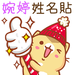 ”婉婷 冬季限定”扭扭貓姓名貼Q
