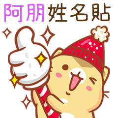 ”阿朋 冬季限定”扭扭貓姓名貼Q