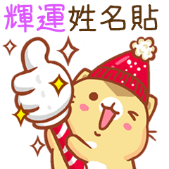 ”輝運 冬季限定”扭扭貓姓名貼Q