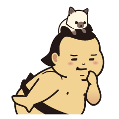 Sumo wrestler with Cat