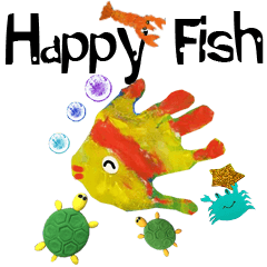 Happy fish in palm print