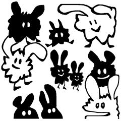 rabbit bunny Black and White japanese
