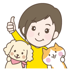 Daily sticker of woman and dog and cat