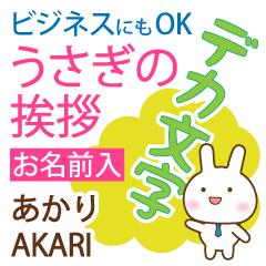 AKARI: Polite rabbit. Big letters.