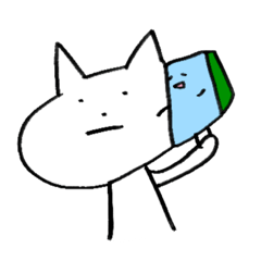 The white cat and the blue sponge