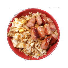 Fried rice with eggs and sausage