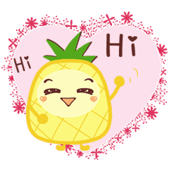 敲可愛好運旺旺來 Q版鳳梨日常生活貼圖1 Line貼圖 Line Store