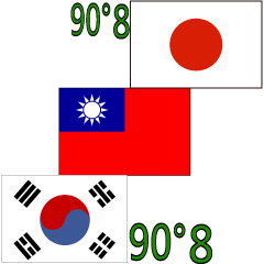 90 degrees 8 Japanese-Taiwan-Korea