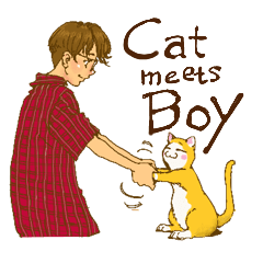 Cat meets Boy.