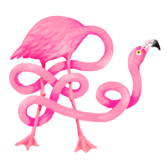 Flamingo with a long neck