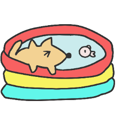 Pochi with Shiratama (dog with goldfish)