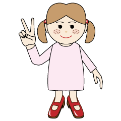 Girl with red shoes speaks English