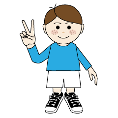 Boy with sneakers speaks English