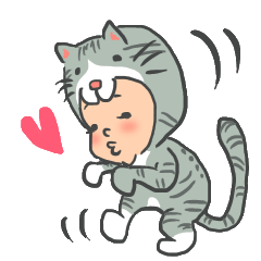 Greeting of cat costumer tsun sticker
