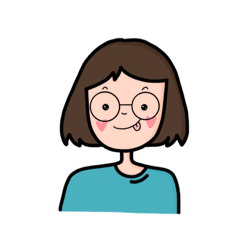 a girl short hair with glasses