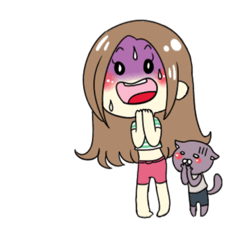 Cute girl with cat.