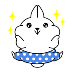 White rabbit in polka dot trousers