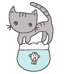 cat and goldfish (ping-pong-pearl)