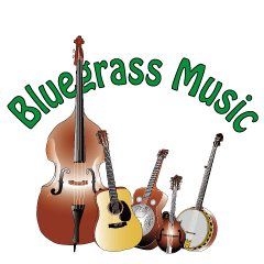 Bluegrass instruments with word