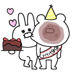 Rabbit and bear celebration stickers