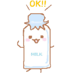 Milk bottle character sticker