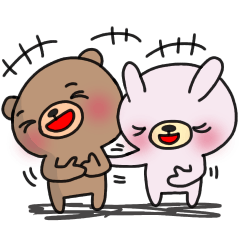 Loose sticker of the bear and rabbit