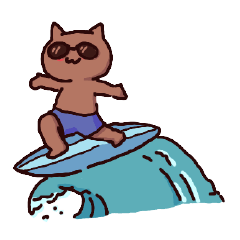 surfing cat sticker