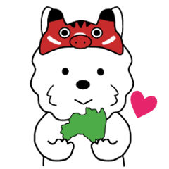福島弁の白い犬