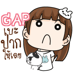 GAP Girl with cute cat e