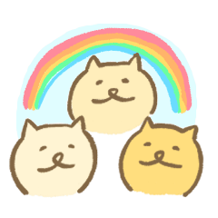 A sticker of three good friend cats.