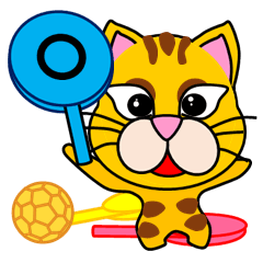 A tabby-cat which plays handball