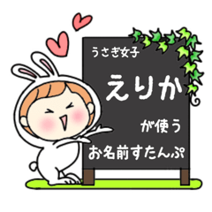 A name sticker used by rabbitgirls Erika