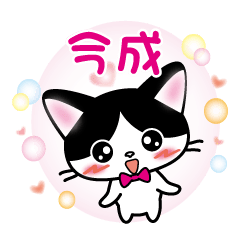 imanari's name sticker W and B cat ver.