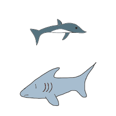 Move! Shark and dolphin stamp