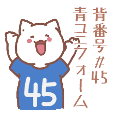 cat wearing a blue uniform No. 45