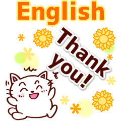 Thank you in English! Cute cat