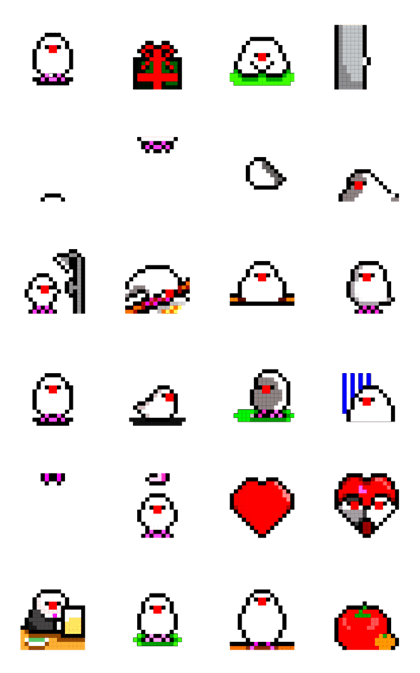 Line 個人原創貼圖 動く ドット絵文鳥