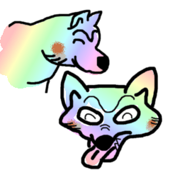 Funny Rainbow-Shiba Inu greets every day