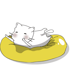 White Lazy Cat 2