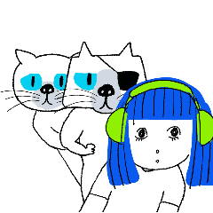 Boxer Cats & Girl Stickers